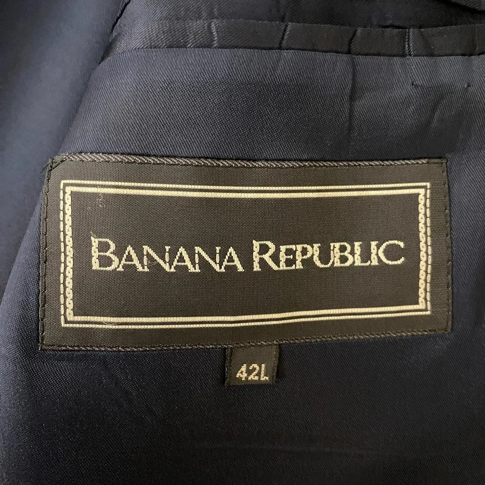Vtg Banana‎ Republic Sport Coat Mens 42L Wool Houndstooth Made In Italy Academia